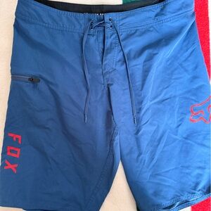 Fox Blue Board Shorts with Red Logo